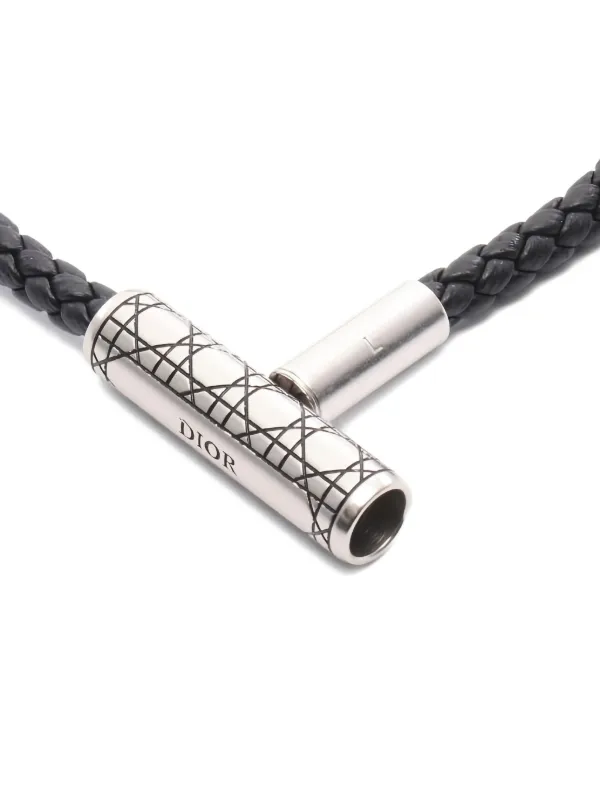 Christian Dior Pre-Owned 2000s Cannage Leather Bracelet | Black