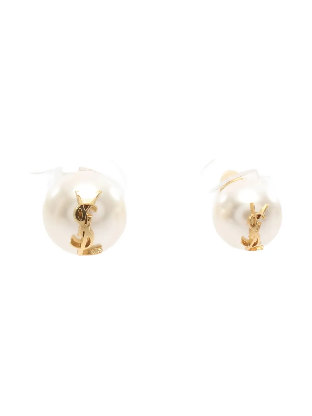 Pre-owned Saint Laurent 2020s Cassandre Faux-pearl Earrings In White