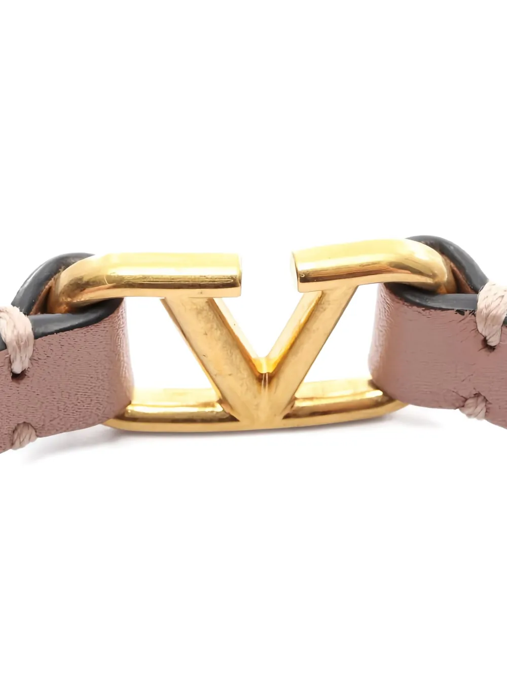 Pre-owned Valentino Garavani 2010s V-logo Leather Bracelet In Neutral
