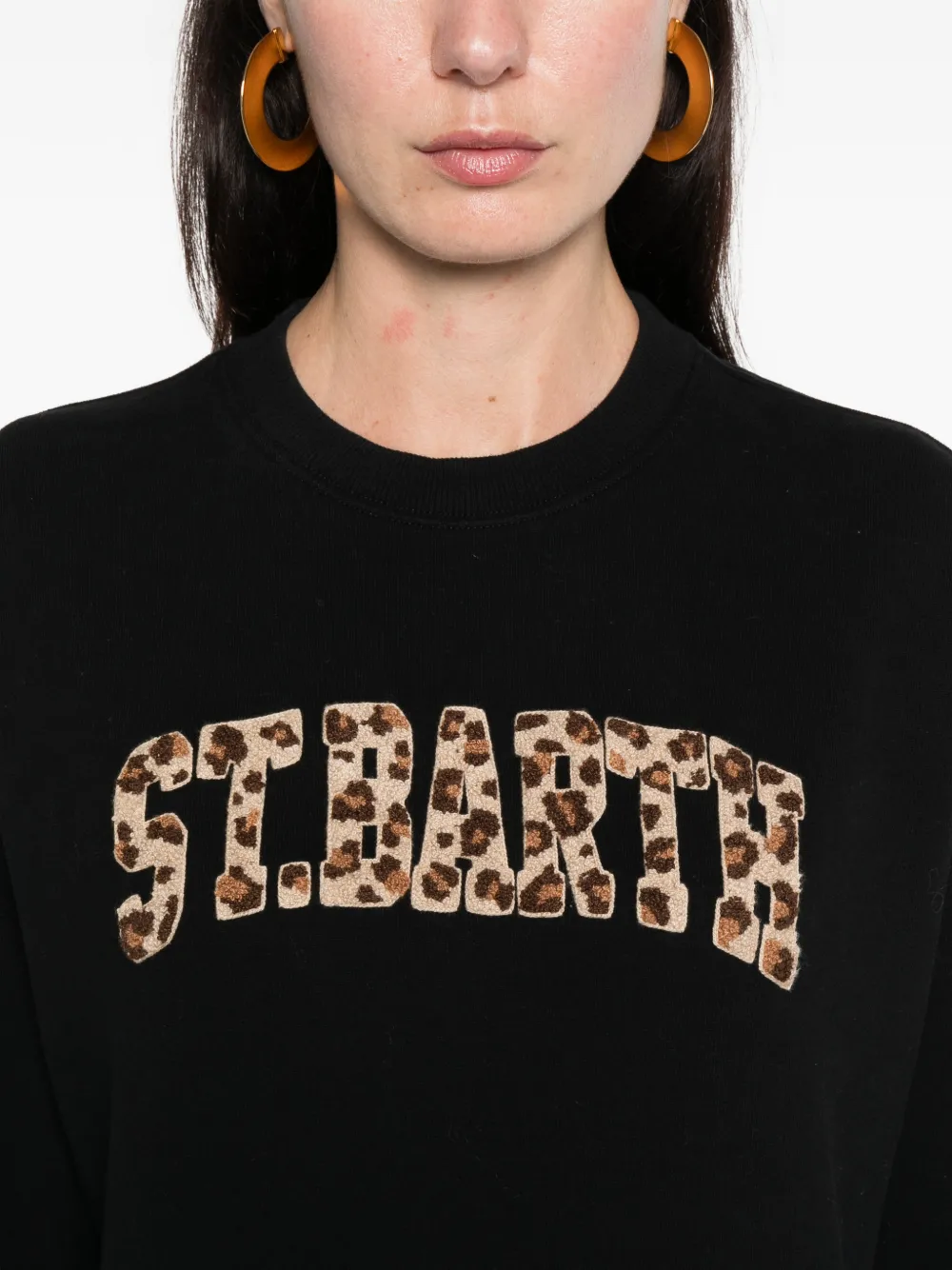 Mc2 Saint Barth Stardust W Logo-embroidered Sweatshirt In Black