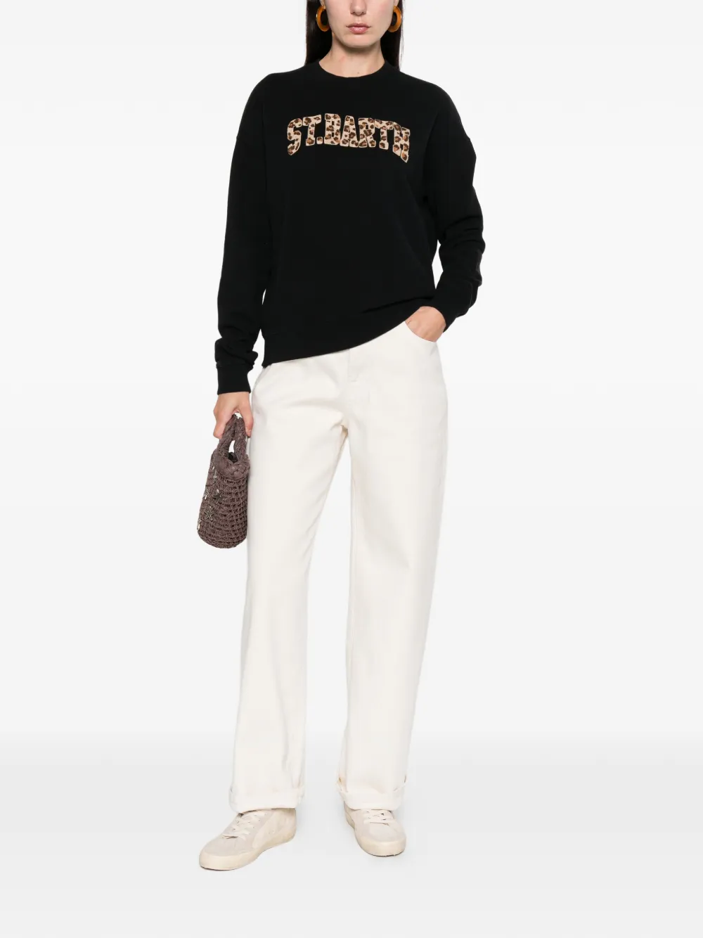 Mc2 Saint Barth Stardust W Logo-embroidered Sweatshirt In Black