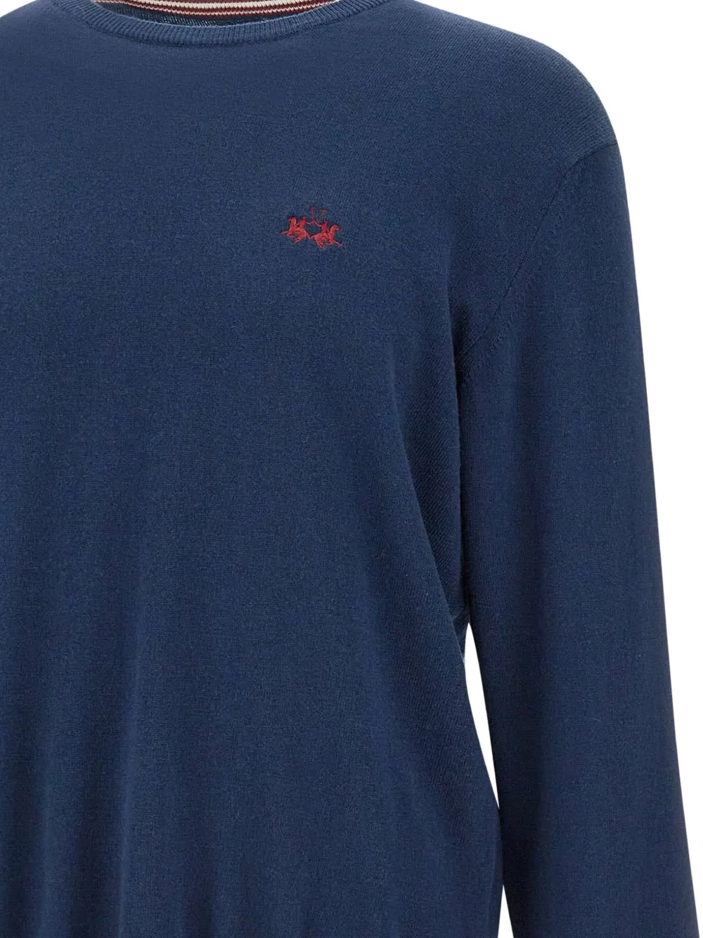 La Martina Geribbelde trui met borduurwerk en logo Blauw