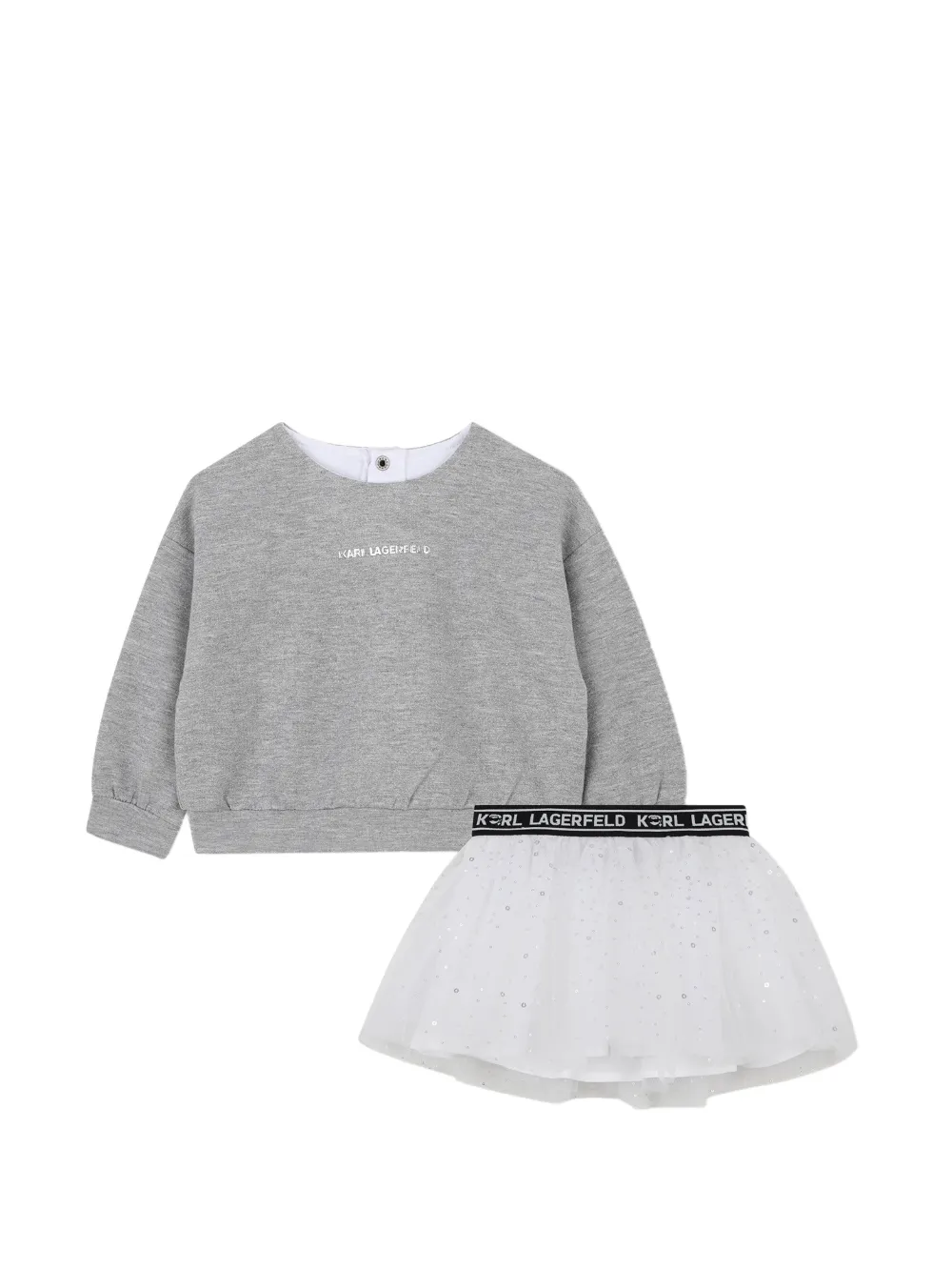 Karl Lagerfeld Kids logo-print tutu set - Grigio