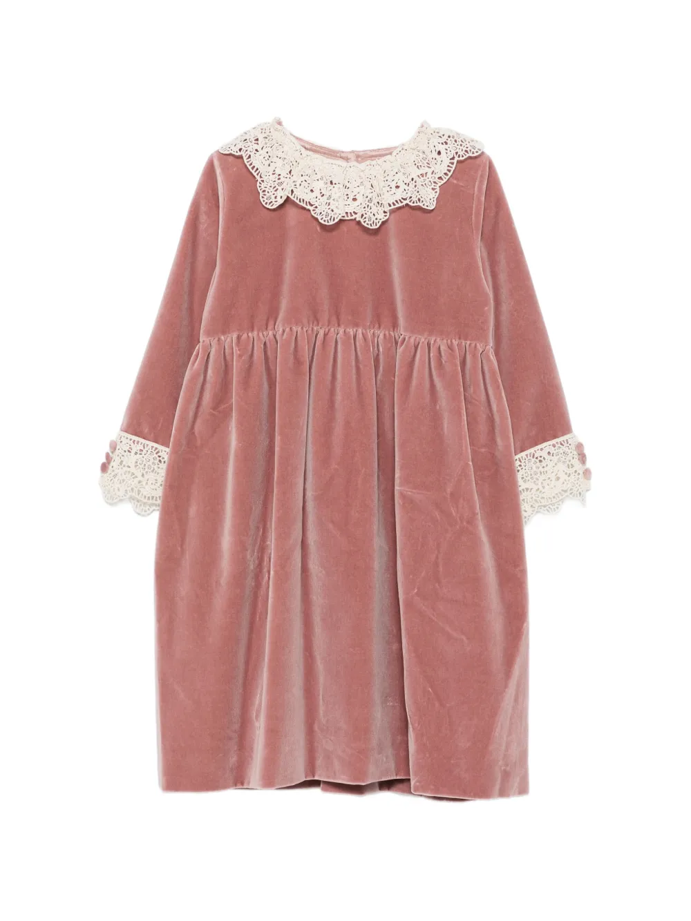 JESURUM BABY lace-collar velvet dress - Rosa