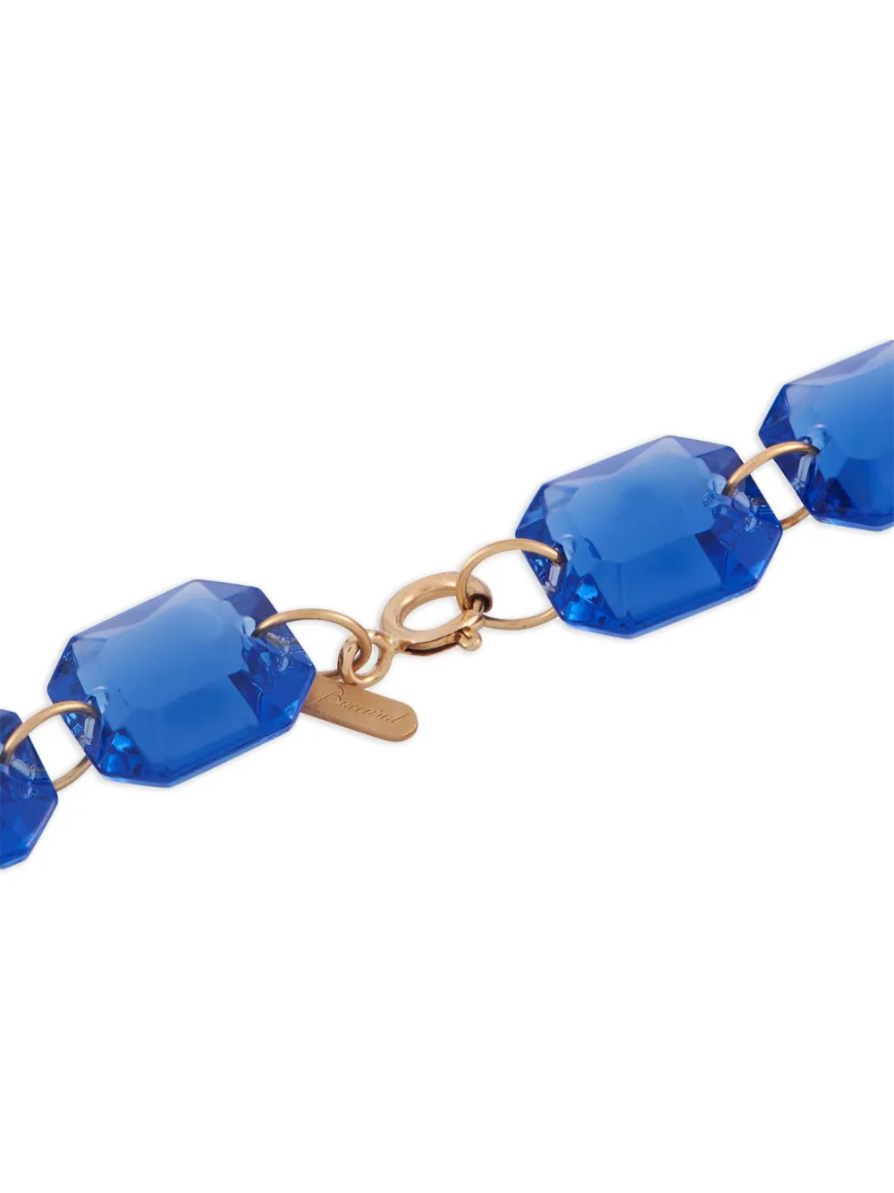 BACCARAT Pre-owned 18k Yellow Gold Blue Crystal Necklace And Earrings Set Bc04-051925