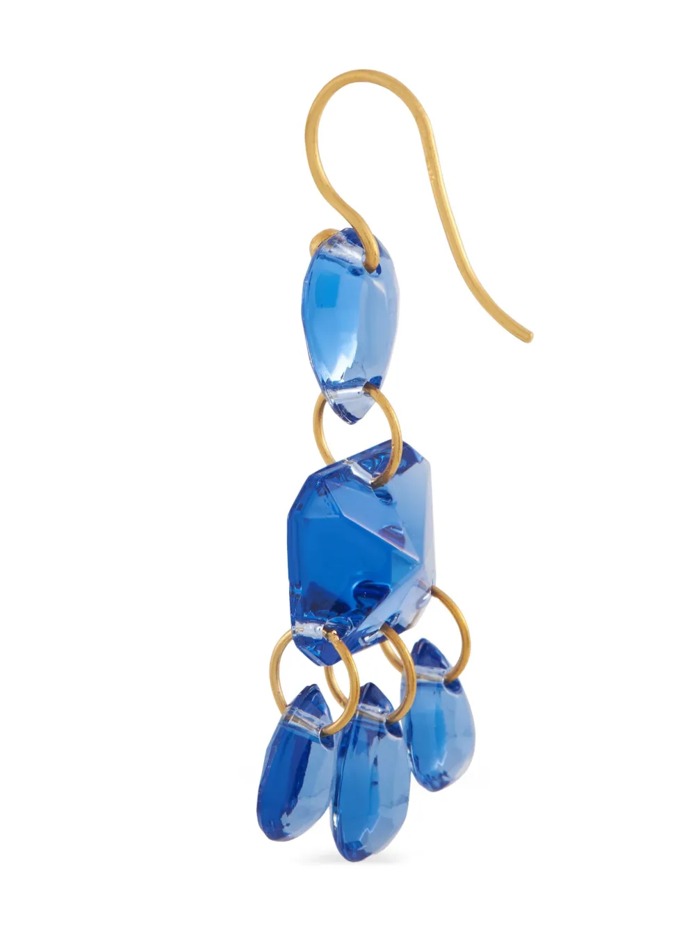 BACCARAT Pre-owned 18k Yellow Gold Blue Crystal Necklace And Earrings Set Bc04-051925