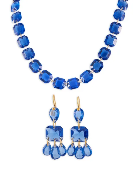 Baccarat Baccarat 18K Yellow Gold Blue Crystal Necklace and Earrings Set BC04-051925