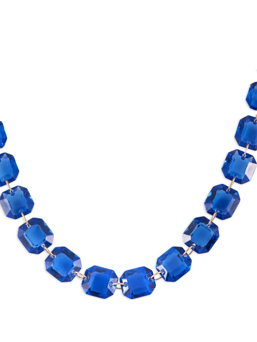 BACCARAT Pre-owned 18k Yellow Gold Blue Crystal Necklace And Earrings Set Bc04-051925