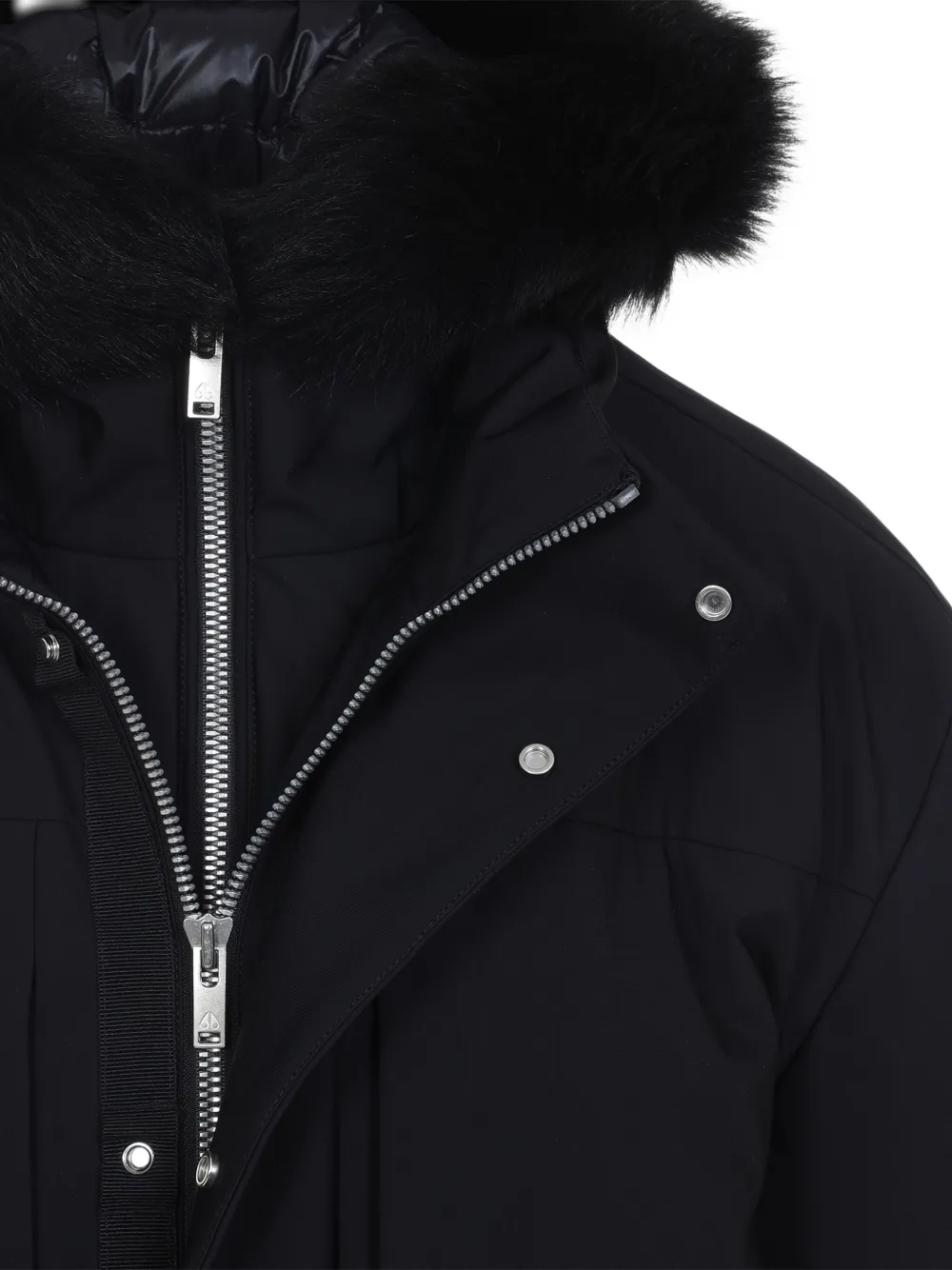 Moose Knuckles Bontjack met capuchon Zwart