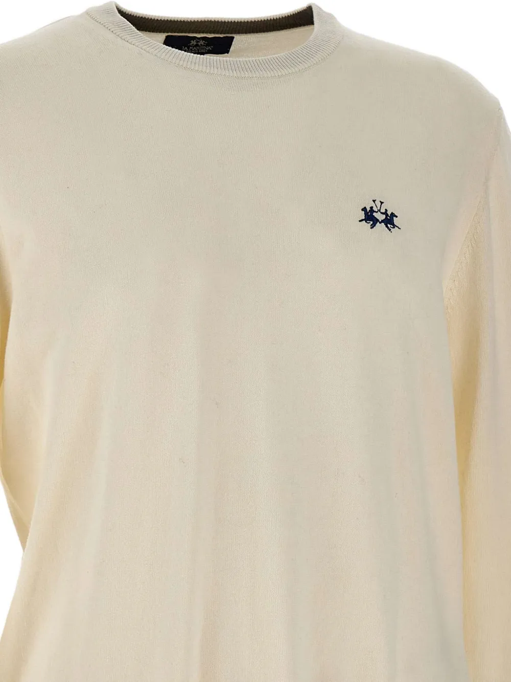 La Martina Trui met geborduurde elleboog Beige