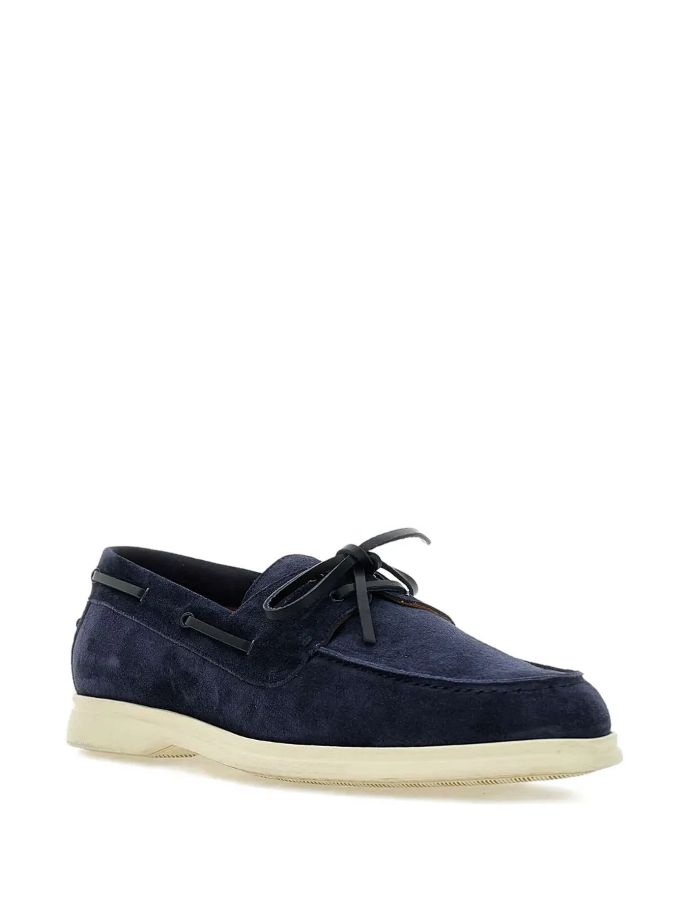 Duca Heritage Lace-up Suede Loafers In Blue