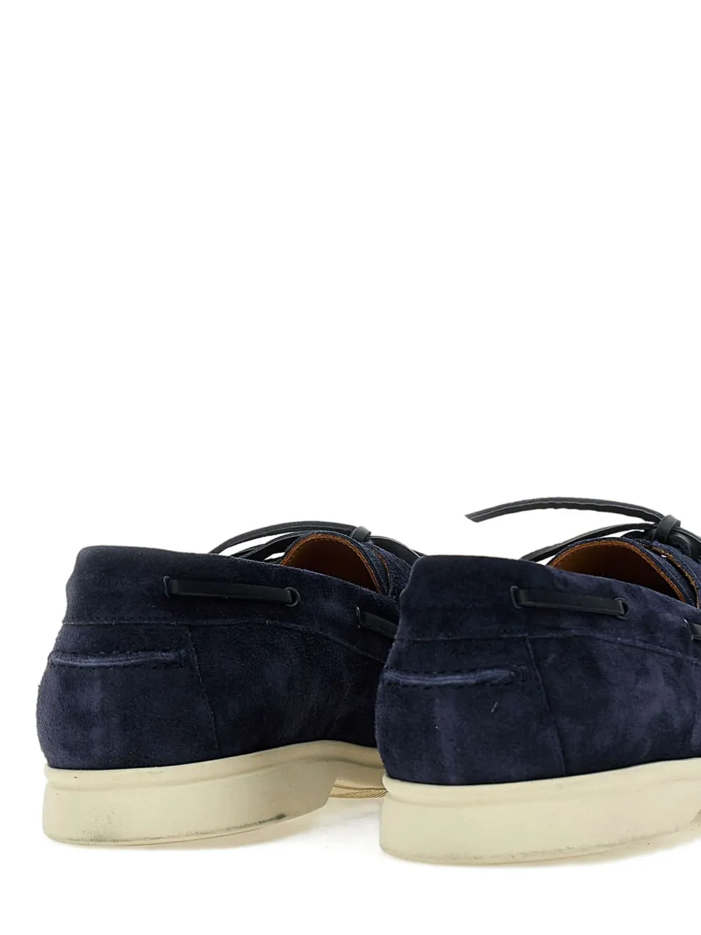 Duca Heritage Lace-up Suede Loafers In Blue