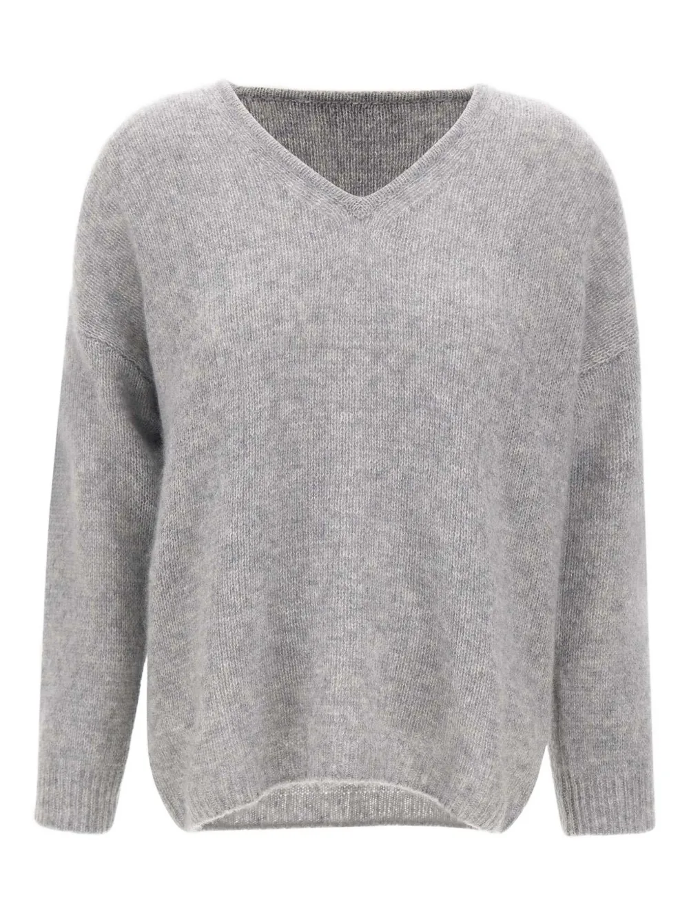 Hemisphere V-neck ribbed sweater - グレー