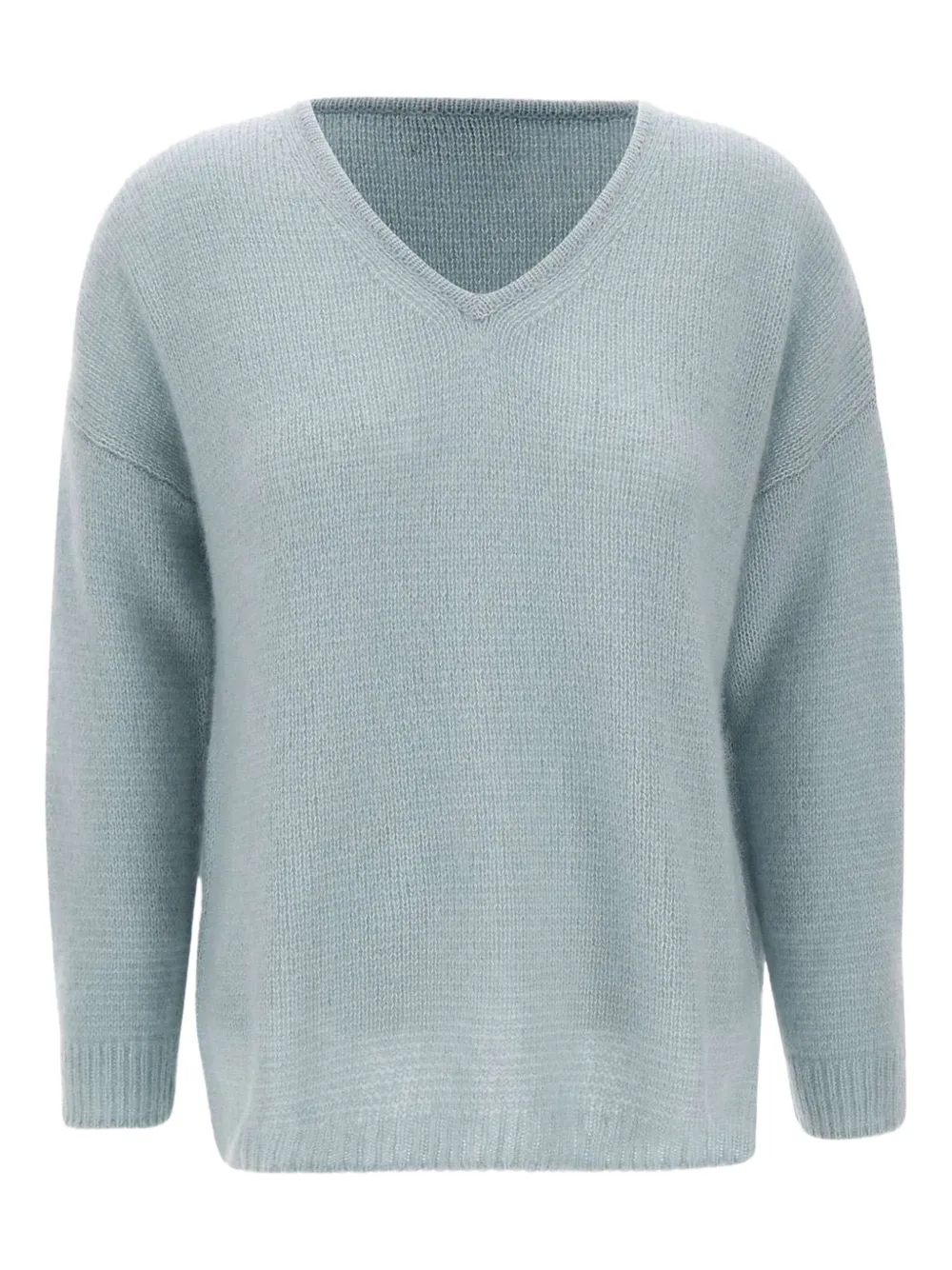 Hemisphere V-neck Ribbed Jumper In Blue
