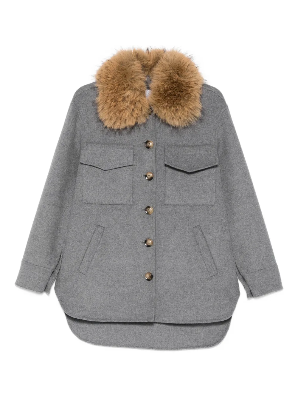 Ava Adore faux-fur-collar coat - Grigio