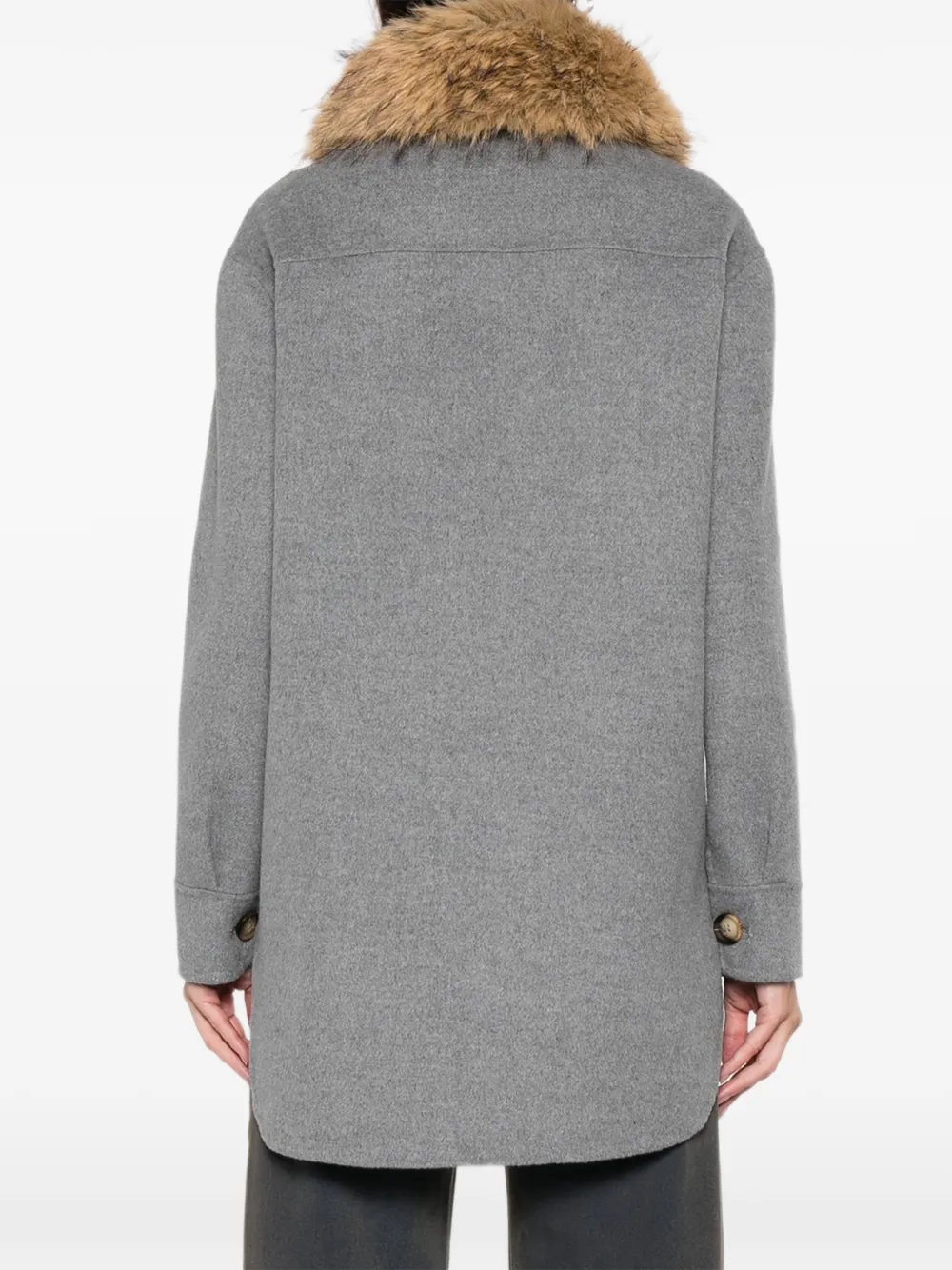 Ava Adore Faux-fur-collar Coat In Gray