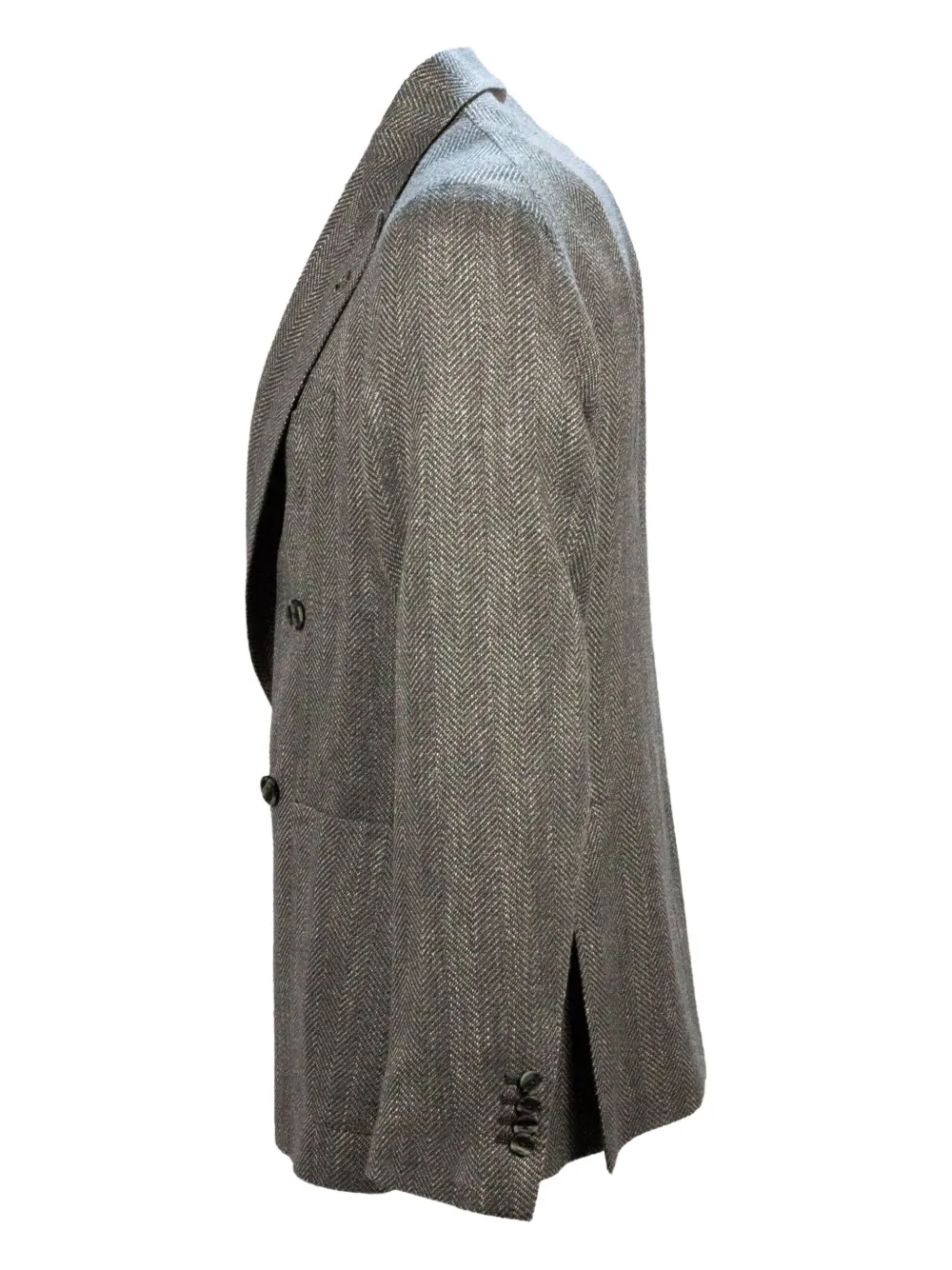 Tagliatore Double-breasted Herringbone-patterned Blazer In Gray