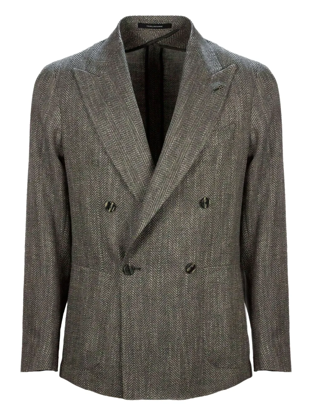 Tagliatore double-breasted herringbone-patterned blazer | Grey | Image 1