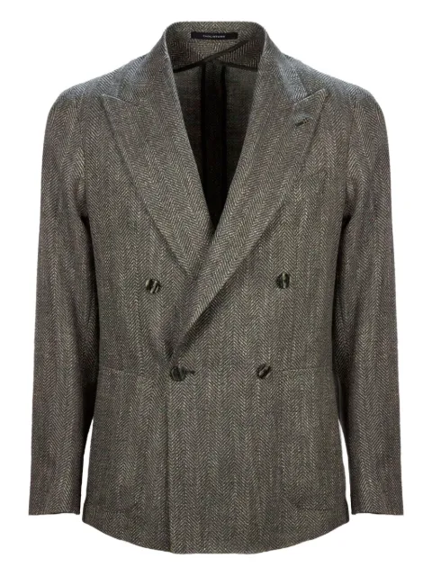 Tagliatore double-breasted herringbone-patterned blazer