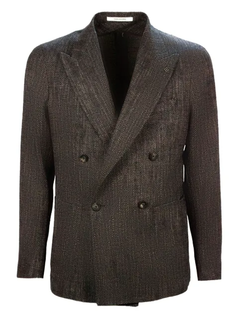 Tagliatore double-breasted herringbone-patterned blazer