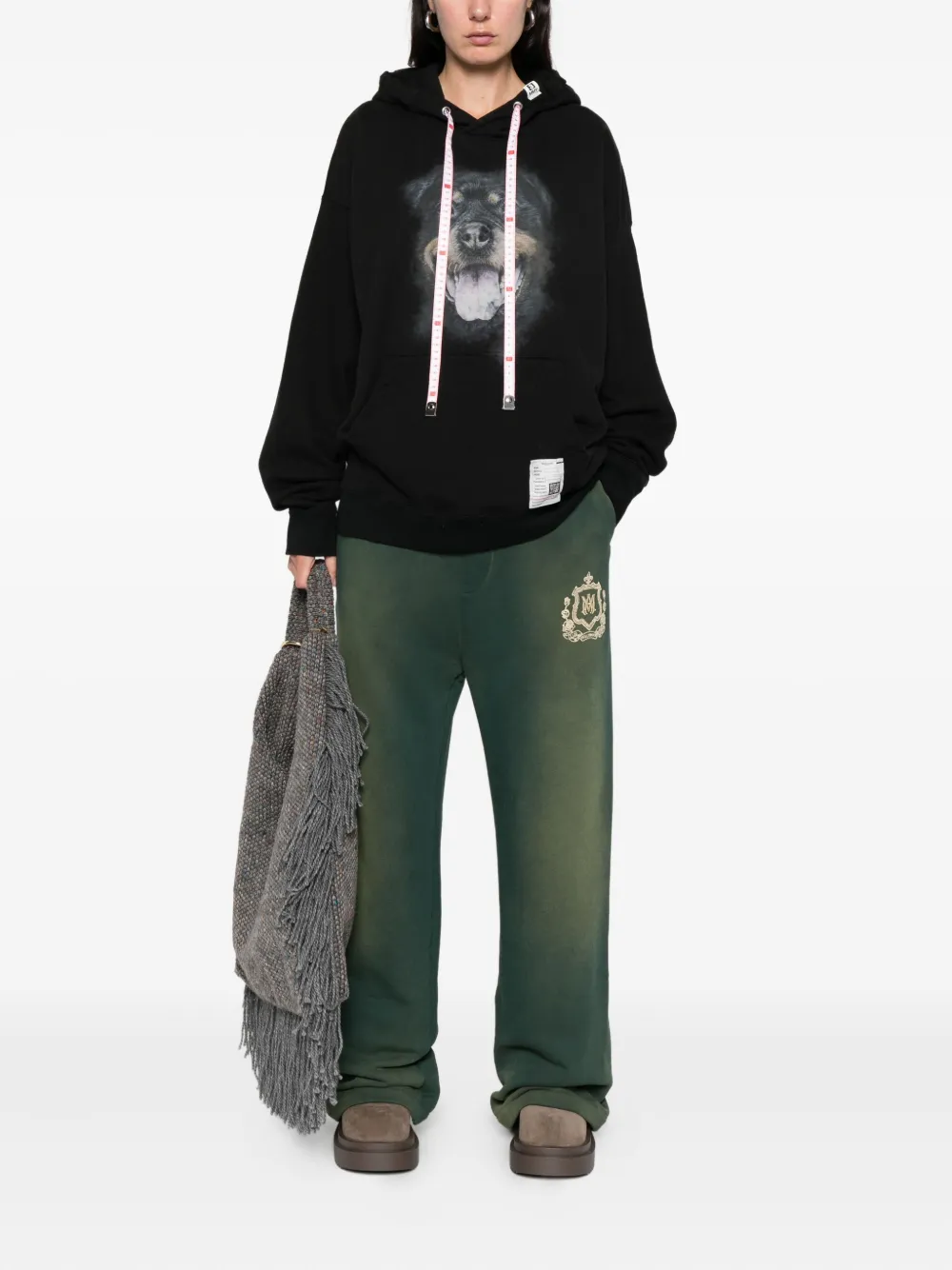 Maison MIHARA YASUHIRO Hoodie met hondenprint Zwart