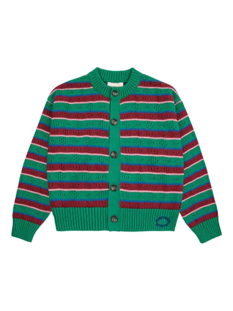 Bobo Choses Tic Tac Toe striped embroidered cardigan