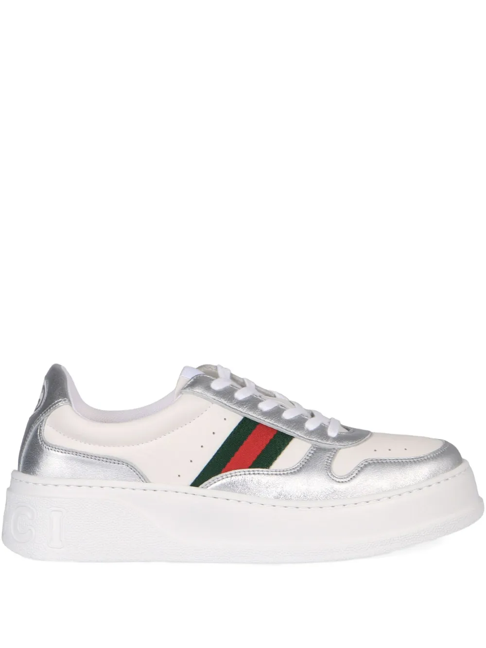 Gucci Logo-lettering Leather Sneakers In White