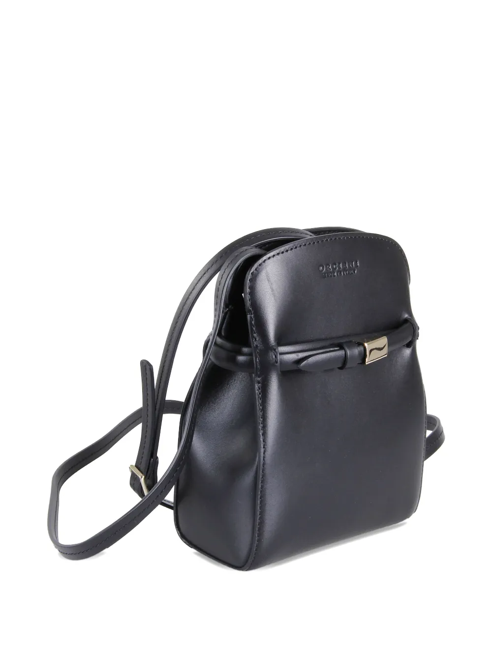 Orciani Aura Alba Leather Cross Body Bag In Black
