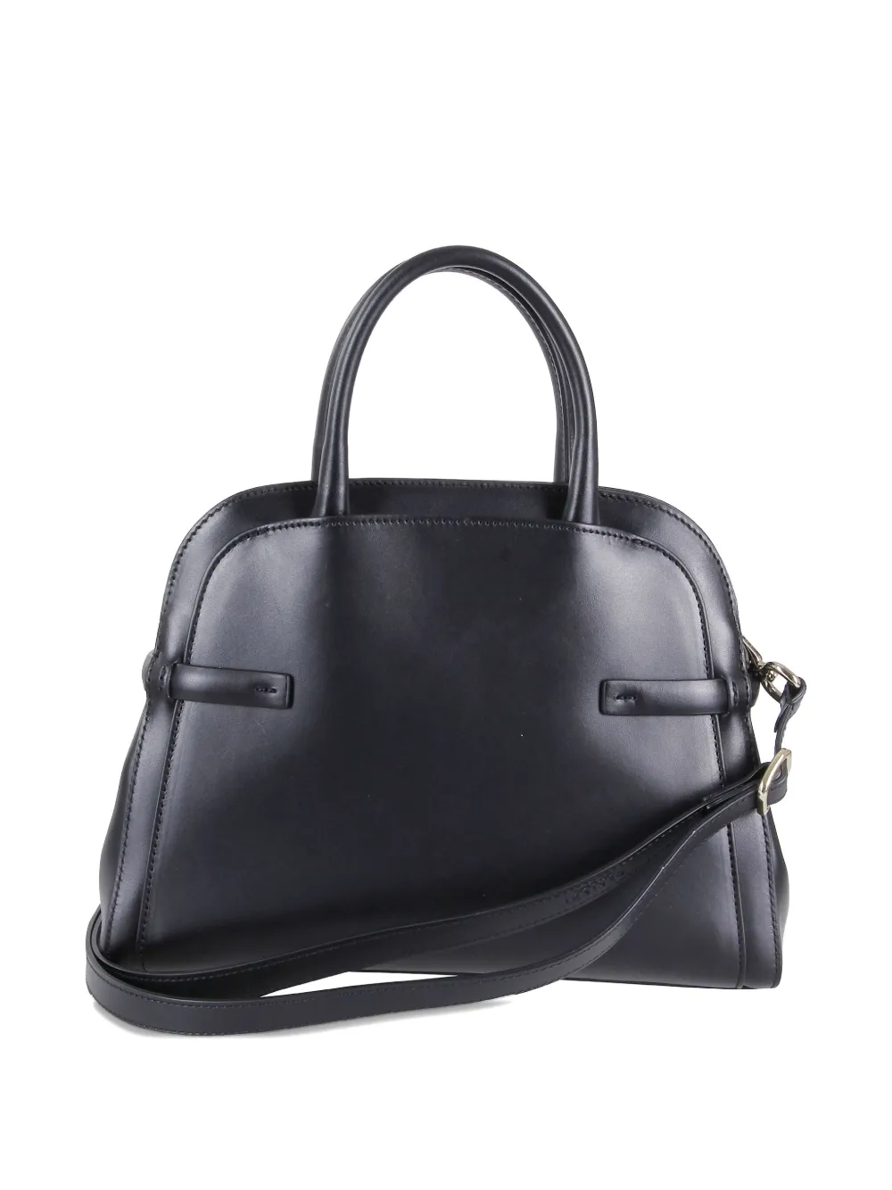 Orciani Aura Alba Leather Medium Tote Bag In Black