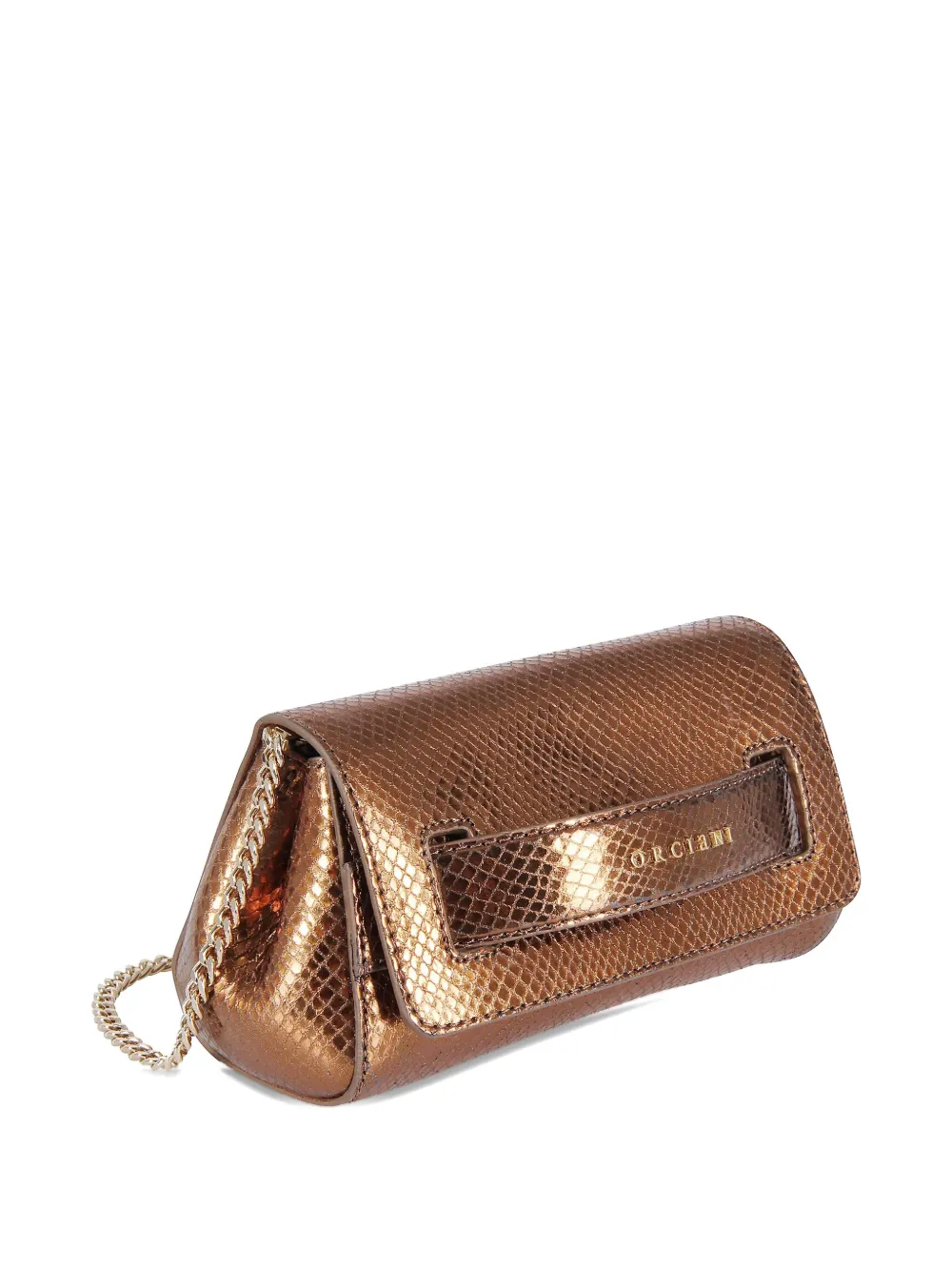 Orciani Mini Gossip Bling Clutch Bag In Brown