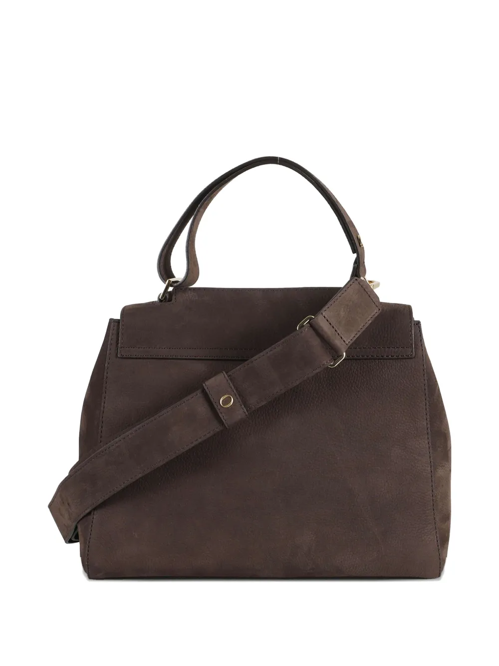 Orciani Structured Brown Leather Shoulder Bag In Brown