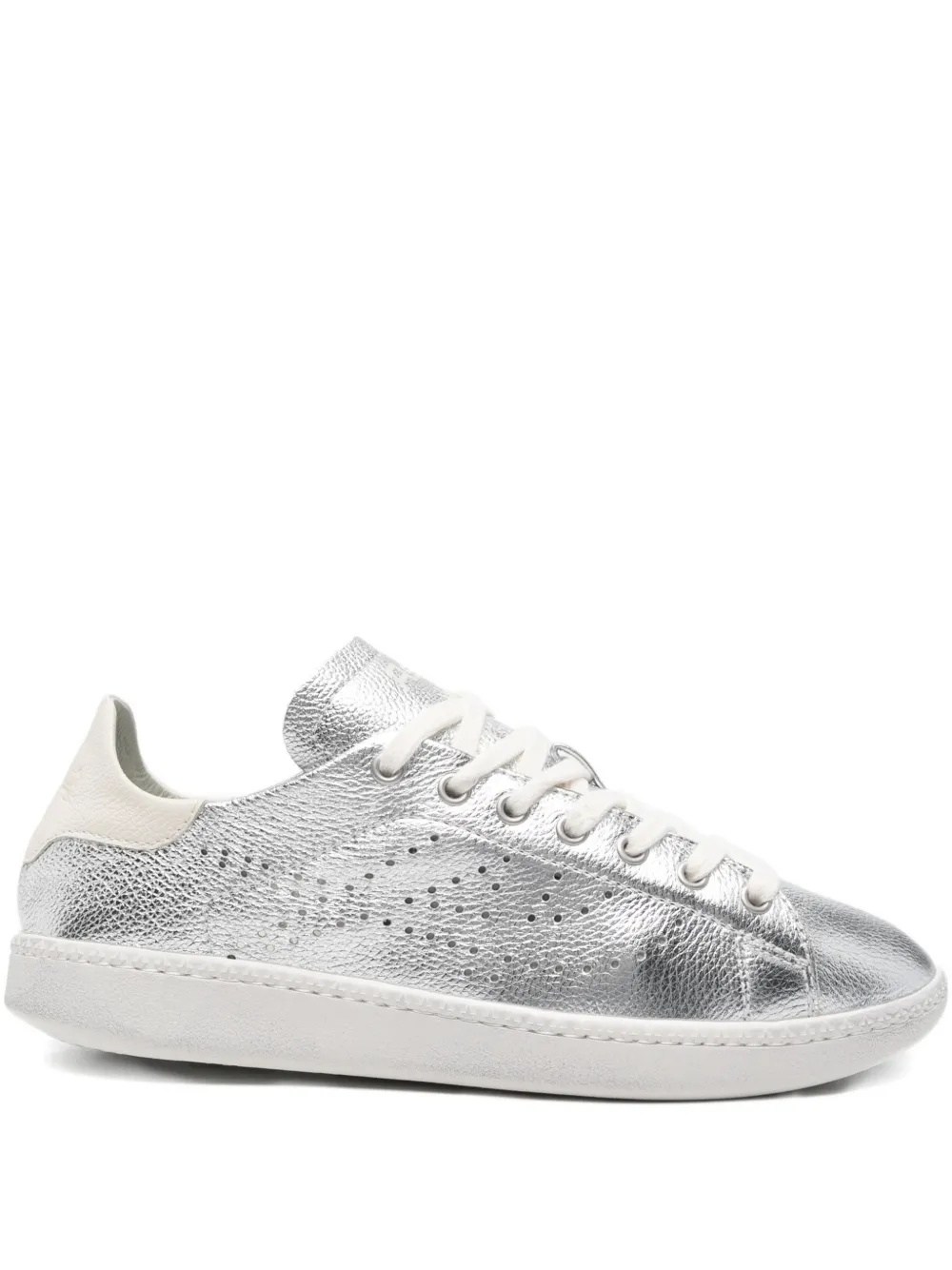 Ash Super Silver White Leather Tennis Trainers In Multi