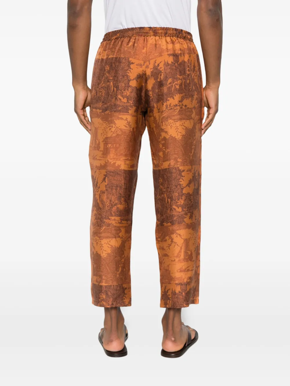 Pierre-louis Mascia Patchwork Printed Trousers In Brown