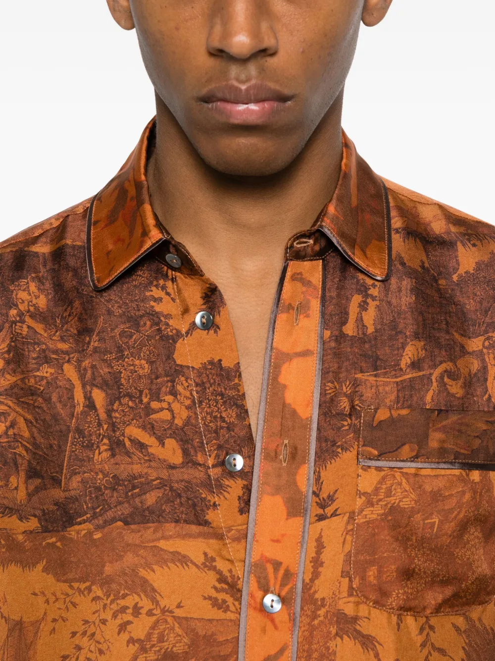 Pierre-Louis Mascia Shirt met print en zak Oranje
