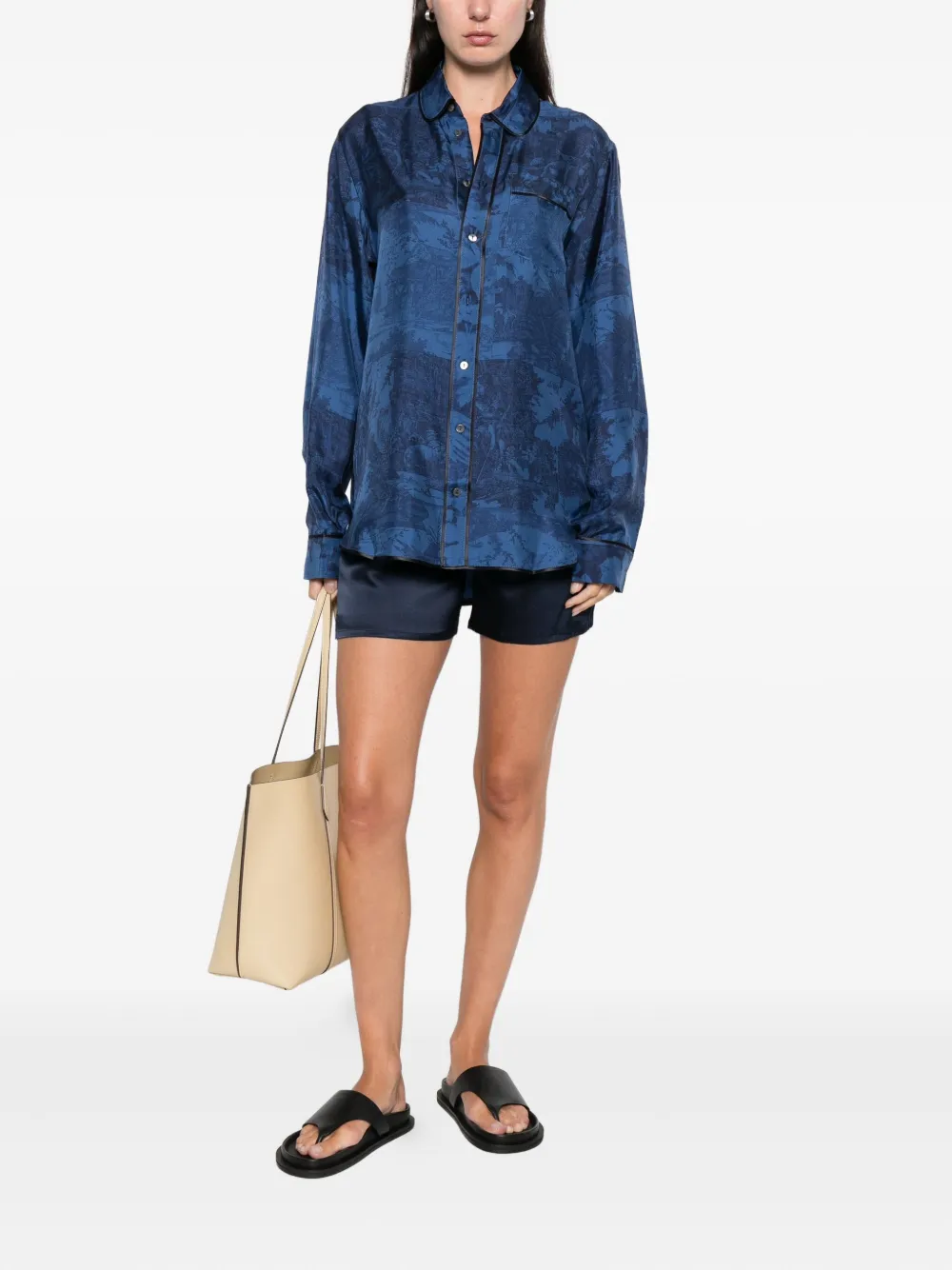 Pierre-Louis Mascia Shirt met print en knopen Blauw