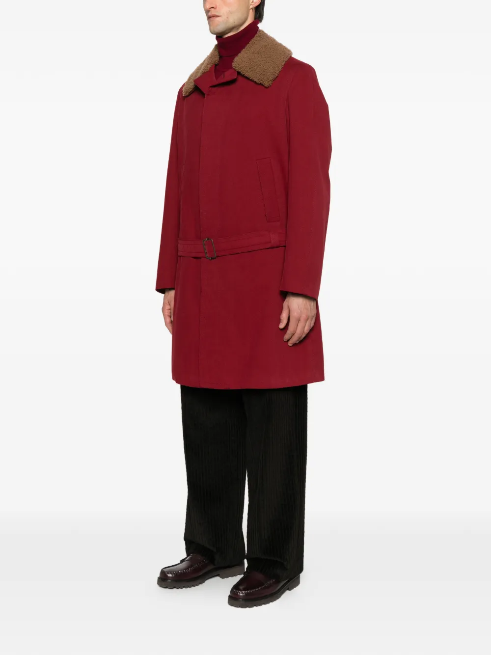  Romeo Gigli Pre-owned 1990s Shearling Belted Coat - Red 