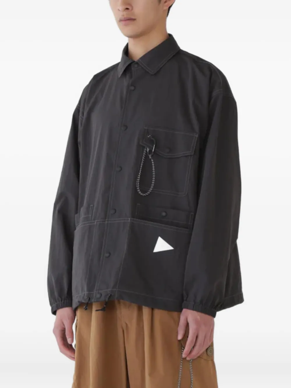 And Wander chest-pocket chain-detail shirt - Zwart