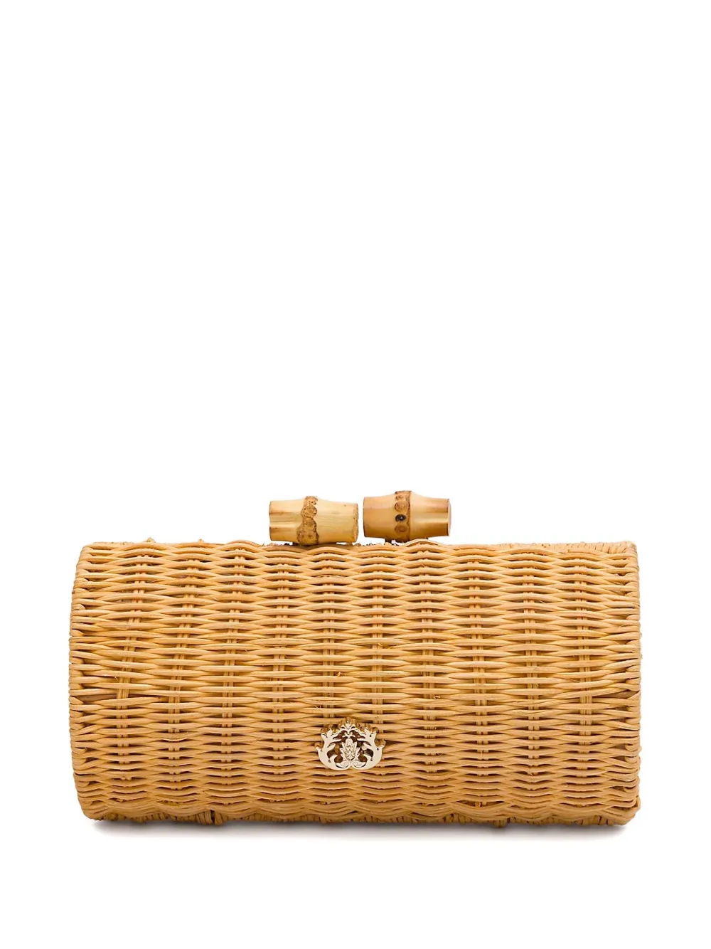 &isla Interwoven Rattan Clutch Bag In Brown