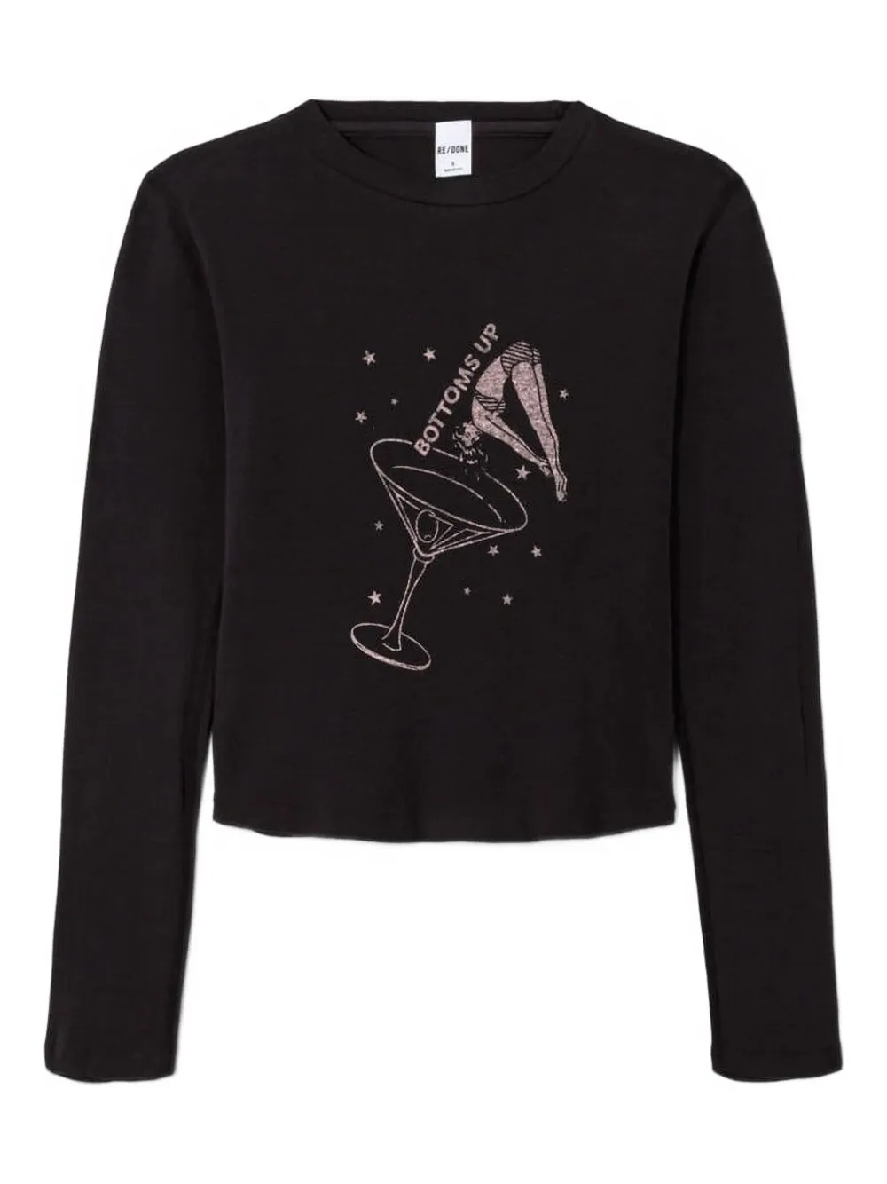 RE/DONE 90s Langarmshirt mit "Bottoms Up"-Print | Schwarz | Image 1
