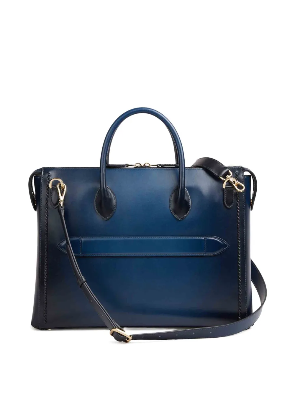 Santoni zip-fastening leather briefcase - Blauw