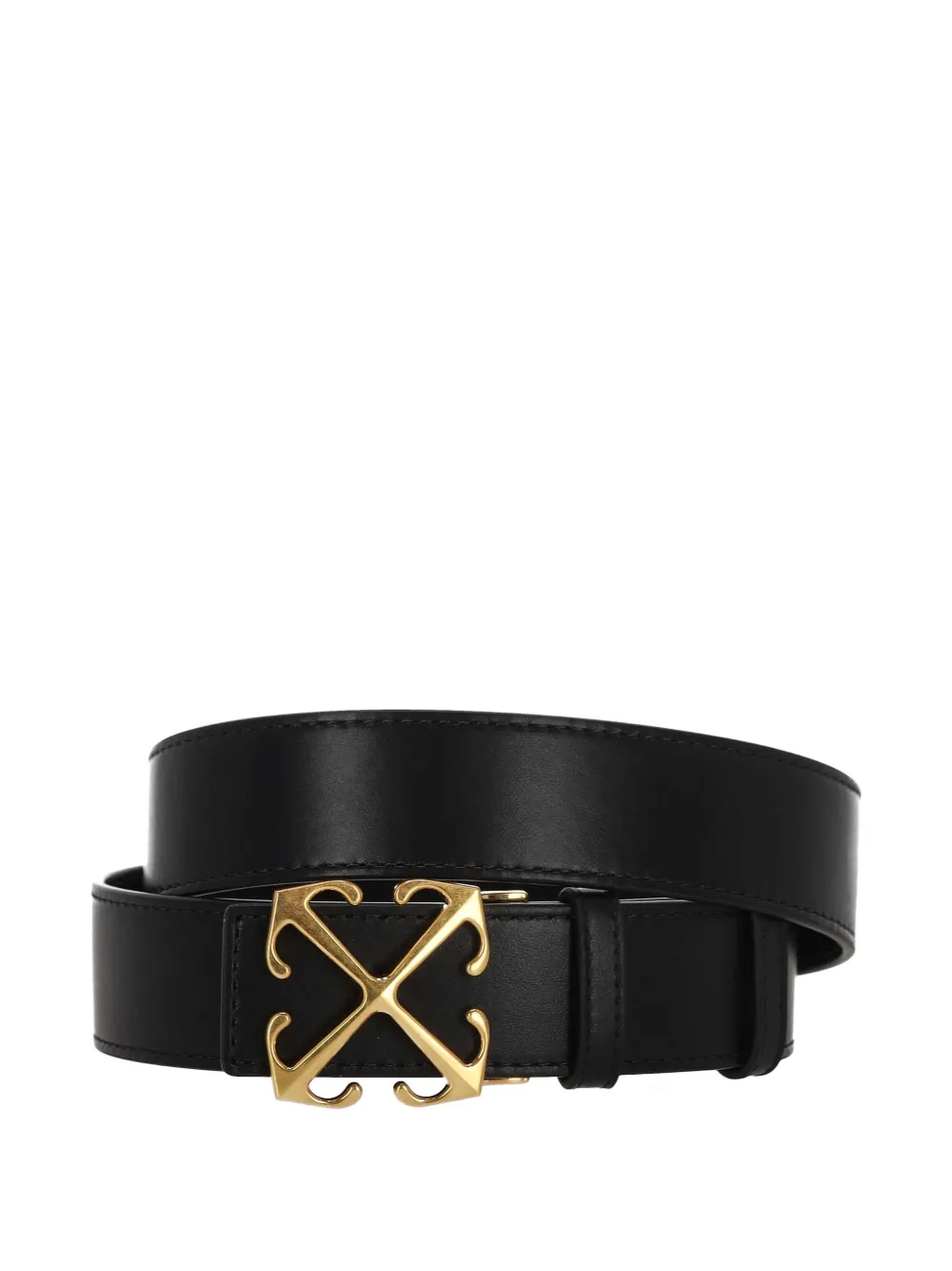 Off-white Signature Arrows Motif-buckle Leather Belt In Black
