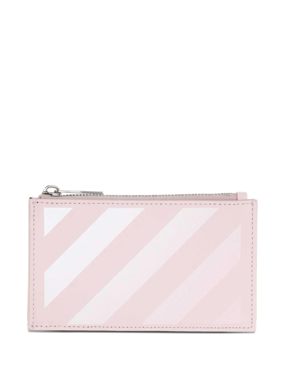 Off-white Striped-print Zip Wallet In Pink