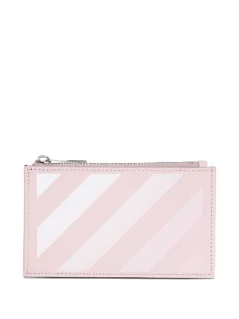 Off-White cartera con cierre y motivo de rayas