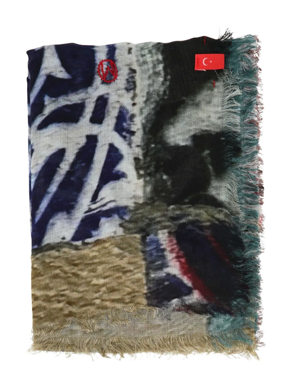 Talking Walls Crimson Fringed Scarf In Blue