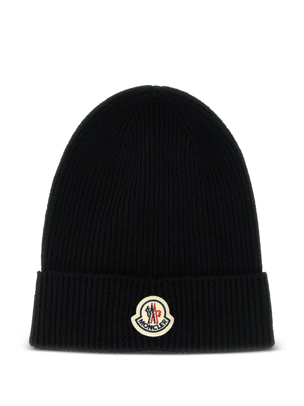 Moncler ribbed logo-patch beanie | Black | Image 1
