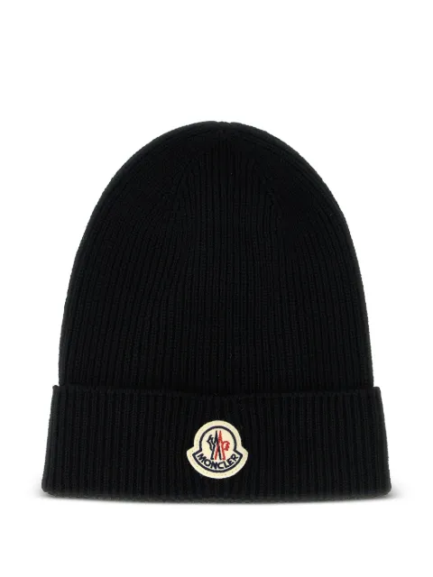 Moncler ribbed logo-patch beanie