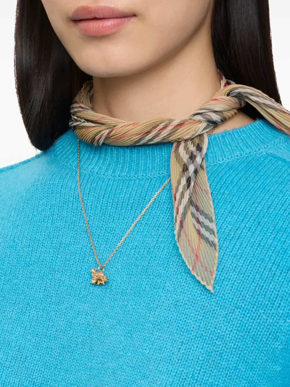 Burberry Checked Pleated Silk Chiffon Scarf In Multi