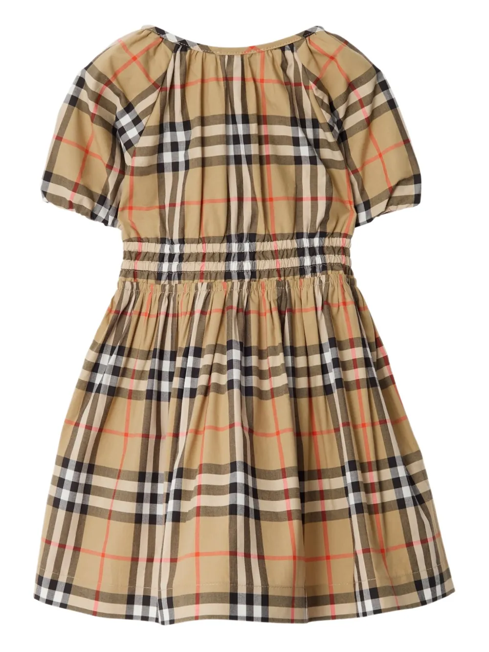 Burberry Kids checked puff-sleeve dress - Beige