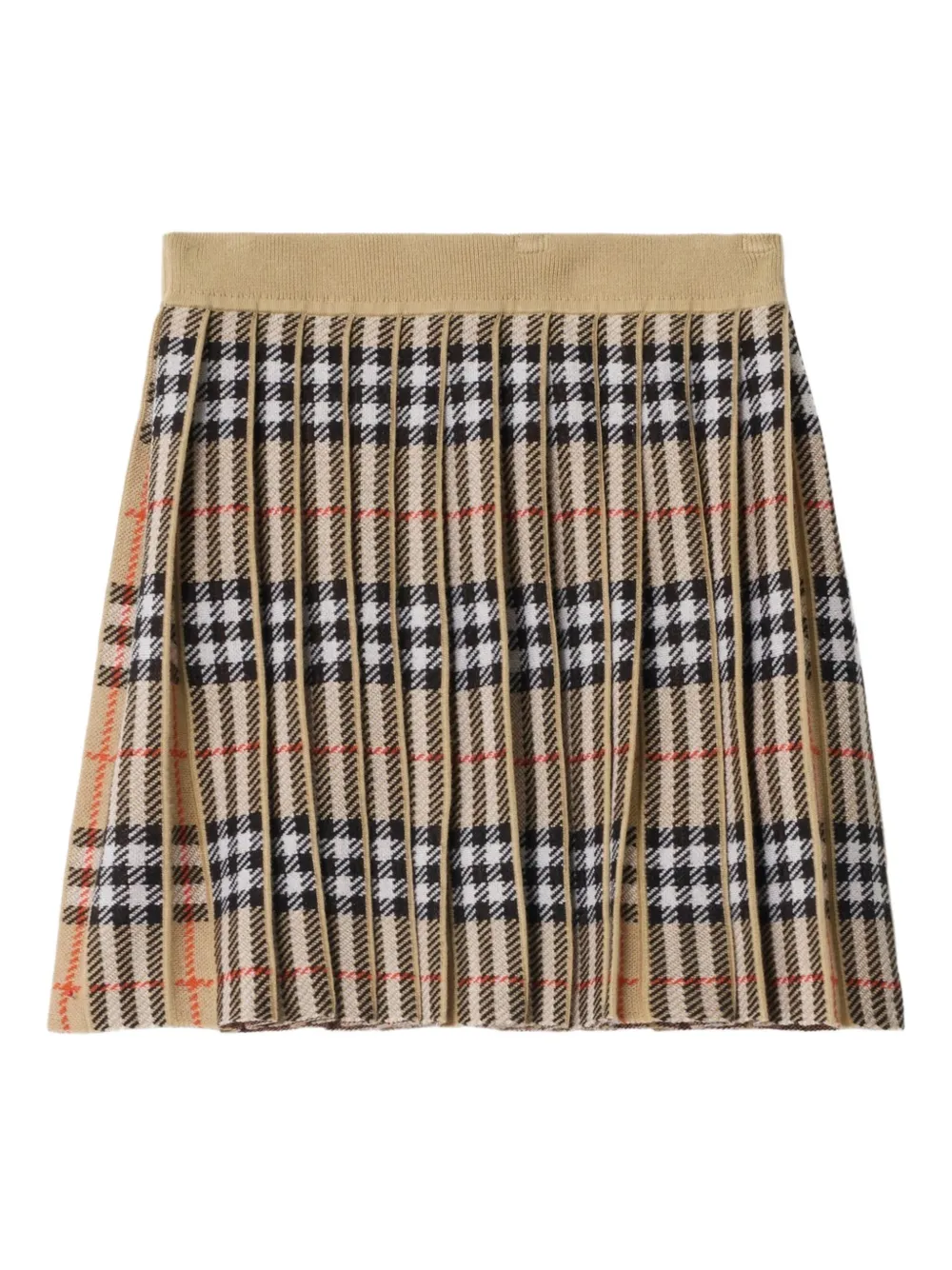 Burberry Kids Geplooide geruite rok Beige