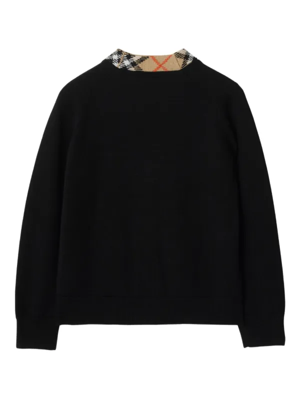 Burberry Kids check-pattern Trim Wool Cardigan | Black | FARFETCH